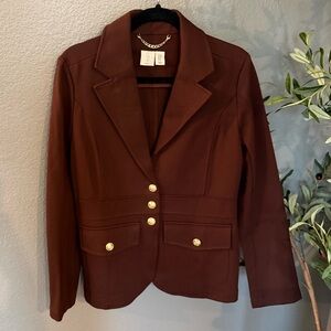 Joie Brown Tailored Blazer with Gold Buttons